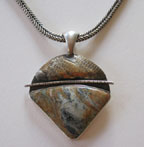 bronze & sterling necklace w/ woven sterling chain